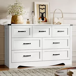 7-Drawer Dresser for Bedroom,Wooden Chest of Drawers Anti-Tipping,Sturdy Storage - Picture 1 of 7