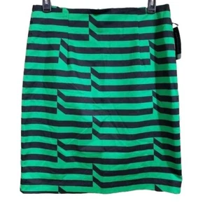 Worthington NWT green & black striped A-line skirt Woman's size 16 - Picture 1 of 8