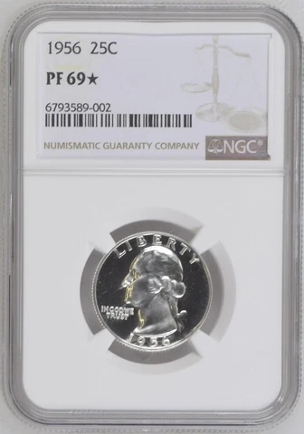 1956 Proof Washington Quarter - NGC PF 69* Star Cover