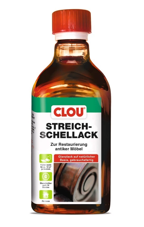 CLOU Streich-Schellack Natur 250ml Gebrauchsfertiger Glanzlack farblos Innen - Bild 1 von 1