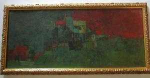 VINTAGE MID CENTURY CUBIST CUBISM ABSTRACT PAINTING EXPRESSIONISM MYSTERY ART - Picture 1 of 12