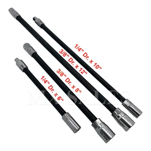 4pc Flexible Socket Extension 1/4" x 6", 10" & 3/8" x 8", 12" Long Ratchet Set - Picture 1 of 1