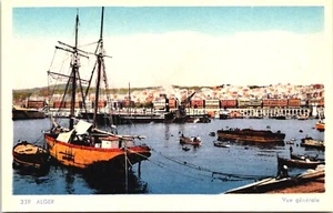 Postcard Algiers Algeria Harbor, Boats, City Background French - Picture 1 of 2