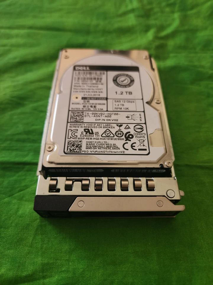 Dell 00KV02 1.2TB 10K 12G 2.5" SAS HDD HUC101812CSS200 0KV02 GEN14 Caddy DXD9H - Image 1 of 4