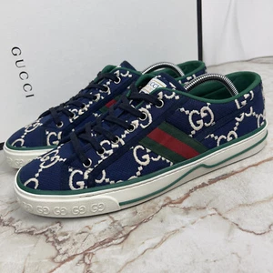 Gucci Tennis 1977 Web Maxi GG Monogram Sneaker Ink Blue Stoff 9 G 9,5 US 43 EU - Bild 1 von 11