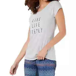 Ideology Women's Live Life Freely Graphic Fitness T-Shirt SM-Grey Whisper - Picture 1 of 2