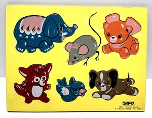 Vintage 1950’s SIFO Wooden Puzzle Hand Painted ANIMAL LAND Complete 6 Pcs Rare - Picture 1 of 12