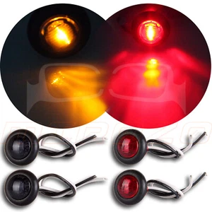2x(Amber, Red) 1'' Round Off-road SUV Pickup Side Marker Identification Light - Picture 1 of 6
