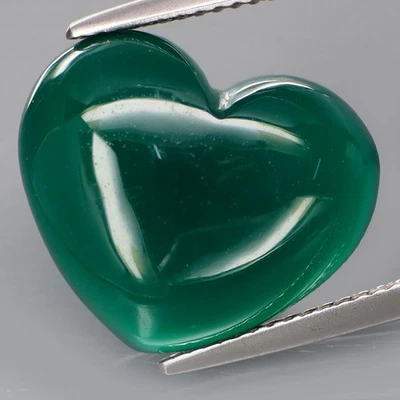 Precioso cabujón CORAZÓN Brasil calcedonia verde natural color delicioso 11,66 quilates Foto 1 de 4