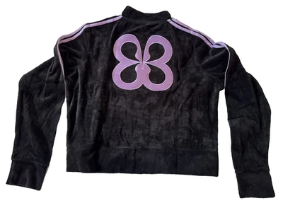 Chaqueta deportiva clásica de terciopelo Brick Built negra y púrpura con cremallera para mujer XXL NUEVA Foto 1 de 4