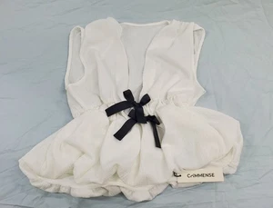 Commense Top mit V-Ausschnitt und geraffter Taille Schleife Gr. M NEU - Bild 1 von 1