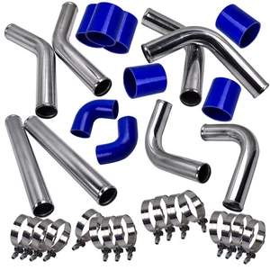 Universal 2.5" Aluminum Turbo Intercooler Piping Pipe Kit Silicone Hose T Clamps - Bild 1 von 20