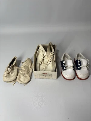 Lote de 3 pares de zapatos de bebé de cuero vintage hechos en EE. UU.  Foto 1 de 4