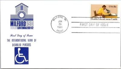 FDC 1981 SC #1925 Nice Blue Cachet - Milford Mi - Single - J18582 - Image 1 of 2