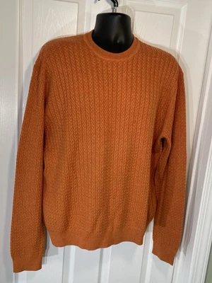 Suéter pulôver Bobby Jones 100% lã merino laranja gola redonda malha cabo XXL - Imagem 1 de 4