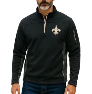Men's NFL New Orleans Saints 1/4 Zip Pullover Lightweight Jacket, Large - Picture 1 of 11