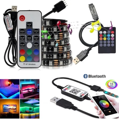 5050 RGB LED Streifen 5V USB Stripe Band Licht Bluetooth APP Musik Controller - Bild 1 von 4