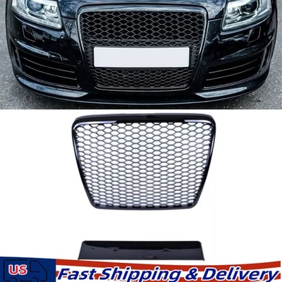 RS6 Style Front Bumper Mesh Grill Honeycomb For 2005-2011 Audi A6 C6 Black - Image 1 of 4