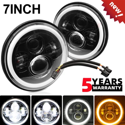 Par de faros LED redondos de haz alto/bajo de 7' para Ford Mustang Pinto Bronco 1965-1973 Foto 1 de 4