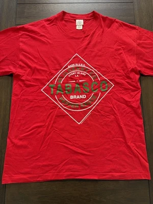 Винтажная мужская футболка Tabasco размер XL сделано в США McIlhenny Avery Island перечный соус 90-е - Изображение 1 из 4