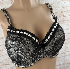 Sujetador balcón Ultimo coco negro encaje correas leopardo talla 36F Nuevo con etiquetas - Imagen 1 de 9