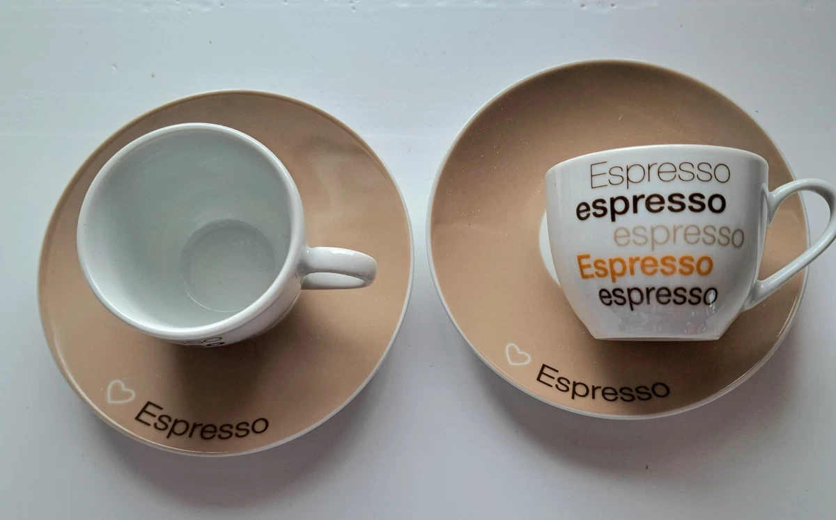 Set Mit 4 Espressotassen & Untertassen Aus Porzellan – 85 Ml Kleine Kaffeetassen Mit Kaltglasur