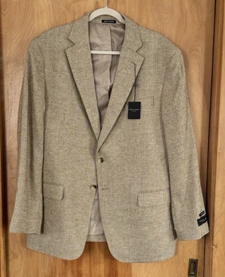 Pronto Uomo Men's Herringbone Beige Single Breasted Sport Coat Blazer Sz 46R NWT - Image 1 of 4