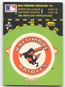 1982 Fleer Stickers Baltimore Orioles Baseball Diamond ODDBALL! - Picture 1 of 2