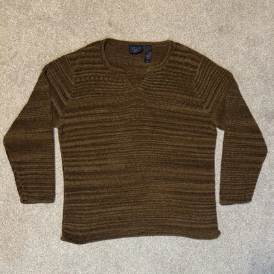 Vintage Crazy Horse by Liz Claiborne Textured Brown Knit Sweater Women’s S - Image 1 of 4