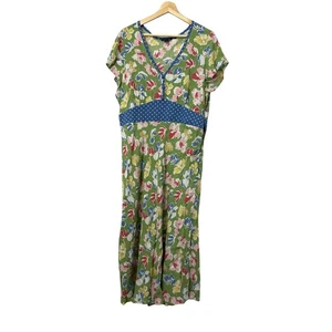 Boden Dress 18L Floral Midi Empire Waist Rayon Cottagecore Summer Cap Sleeve  - Picture 1 of 11