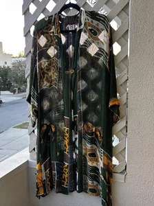 2X Cárdigan Tribal Verde Tejido Abierto Lagenlook Sin Marca Kimono Art To Wear SIN ETIQUETA - Imagen 1 de 16