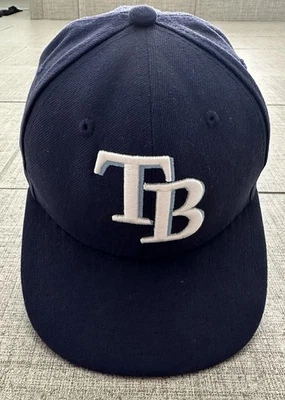New Era MLB Tampa Bay Rays Hat Fitted BLUE Youth Size 6 3/8 Customized “LIL K” - Image 1 of 4