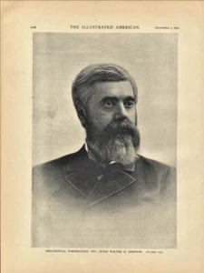 1891 Walter Q Gresham Richter Porträt Außenminister Postmeister Generaldruck - Bild 1 von 1