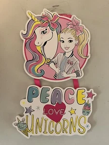 Jojo Siwa Wall Decorative Wood Hanging Plate, Peace, Love & Unicorns Cartoon New - Picture 1 of 1