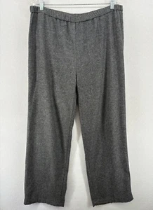EILEEN FISHER Pants L Stretch Wool Tweed Straight Trouser Pull On Gray - Picture 1 of 14