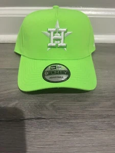 Houston Astros New Era 9FORTY Hat A-Frame Neon Green Snapback - Picture 1 of 3