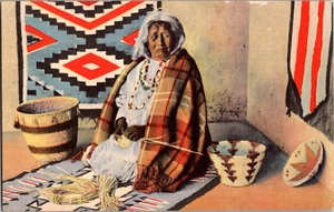 Postal Apache India Cesta Fabricante Lino Sin Publicar - Imagen 1 de 2