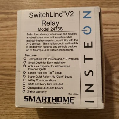 INSTEON Smarthome Relay On/Off Switch Inc V2 2476S - White - New Open Box - Image 1 of 3