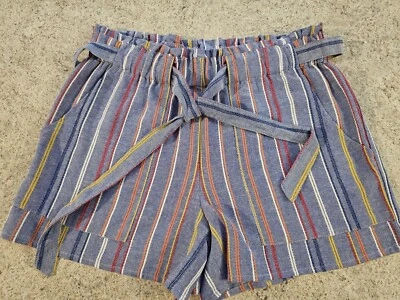 Pantalones cortos informales Derek Heart para mujer azules a rayas talla M Foto 1 de 4