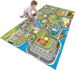 Kids Rug Play Mat for Toy Cars,City Life Road Traffic Educational Carpet - Picture 1 of 2