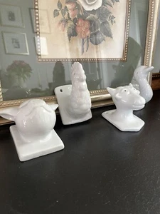 Seltenes 4er Set Keramik Tierköpfe für Wanddekor oder Kleiderbügel - Bild 1 von 20