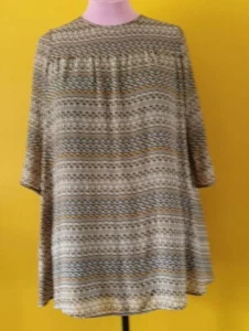H&M Tunic Top Size 14/42 yellow black pattern Boho gypsy lined summer - Picture 1 of 12