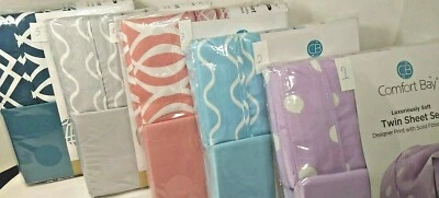 Twin Sheets 3 piece Sets New Comfort Bay College Dorms Choice color - Image 1 of 4