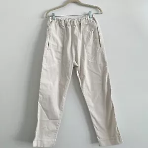 Bassike Pants Women 1 S Cream Pull On Tapered Chino Casual Classic Minimalist - Picture 1 of 9