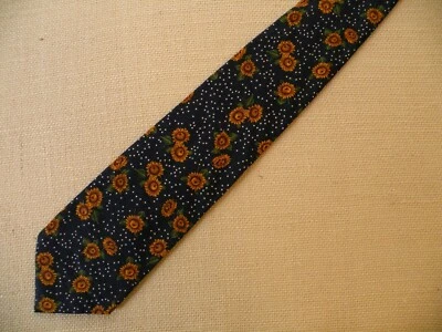 Corbata Windsor Girasoles y Lunares Para Hombre 100% Algodón Azul Marino Amarillo Foto 1 de 4