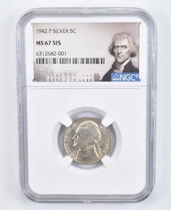 MS67 5FS 1942-P Jefferson Nickel - Silver - Graded NGC *8022 - Picture 1 of 3