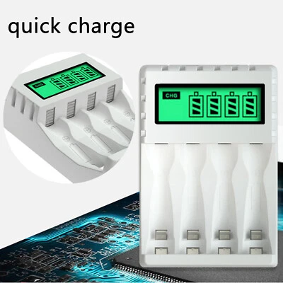 Batterieladegerät Akku Ladegerät LCD für AA AAA NI-MH 1-4x Wiederaufladbare - Bild 1 von 4