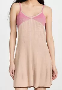 Abito Marc Jacobs Pointelle Maglia Cammello e Rosa Svasato Spaghetti Spalline SM LEGGI - Foto 1 di 10