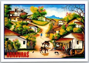 Honduras Central America Mountain Village Scene Chickens Dog Donkeys Postcard - Imagen 1 de 2