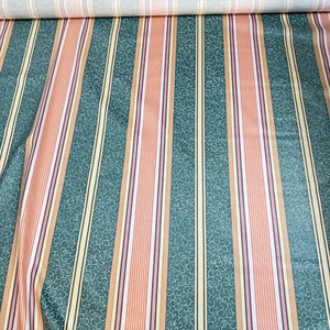 universal convertors fabric stanley king green red stripes cotton 7 yards - Picture 1 of 10